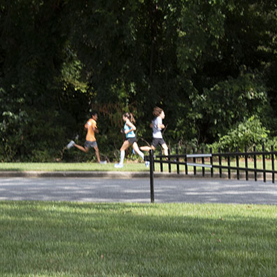 Three People Jogging Slightly Blurred Motion Illustrated Image