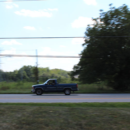 Blue Truck Panned Shot